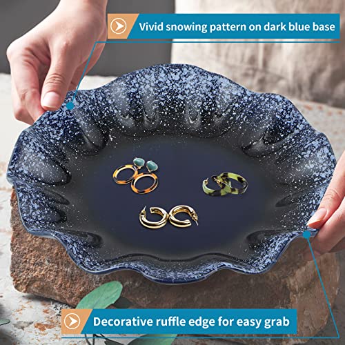 Sanbege Ceramic Decorative Dish, 10″ Centerpiece Decor Tray, Jewelry Holder Plate with Ruffle Edge for Entryway, kitchen, Bedroom, Living Room Decoration (Blue) | The Storepaperoomates Retail Market - Fast Affordable Shopping