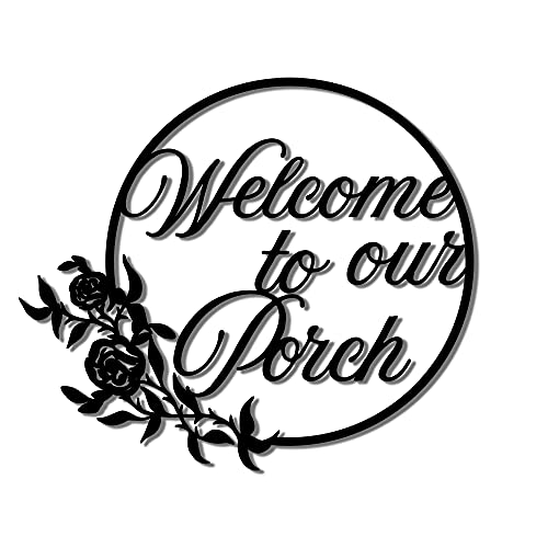 Welcome to Our Porch Wood Sign Housewarming Gift Farmhouse Wood Home Decor Hanging Wooden Decorations Wall Art Sign for Home, Bar,Front Door,Patio,Garden Decor 8×10, 8 x 10 Inch
