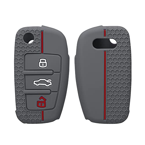 kwmobile Key Cover Compatible with Audi – Grey/Red