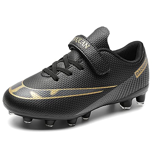 Aiqzsh Kids Soccer Cleats Boys Girls Football Shoes Athletic Anti-Slip Outdoor/Indoor Sports Shoes Black