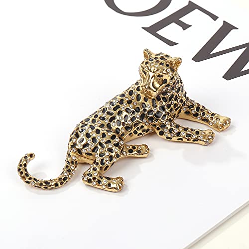 Ingbear Golden Leopard Figurine Hinged Trinket Box For Women, Unique Gift for Valentine’s Day, Home Decor with Rhinestone and Crystal, Hand-Plated Enameled Jewelry Box | The Storepaperoomates Retail Market - Fast Affordable Shopping