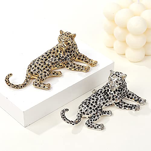 Ingbear Golden Leopard Figurine Hinged Trinket Box For Women, Unique Gift for Valentine’s Day, Home Decor with Rhinestone and Crystal, Hand-Plated Enameled Jewelry Box | The Storepaperoomates Retail Market - Fast Affordable Shopping