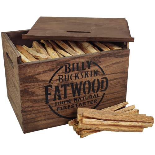 10 lb. Fatwood Gift Box Set | Fire Starter Sticks in a Stylish Dark Wooden Storage Box Start a Fire with just 2 Sticks | Resin Rich Ocote Fatwood | Approx. 140 Sticks