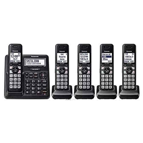 Panasonic KX-TG6145SK DECT 6.0 Technology Caller ID Noise Reduction Answering System Voice Mail Cordless Phone- 5 Handsets (Renewed)