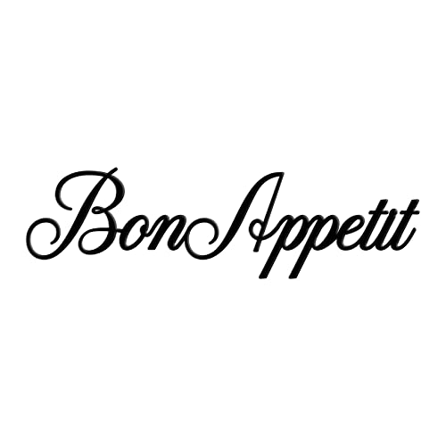 Custom Metal Wall Art Personalized Bon Appetit Metal Wall Sign Cooking Hanging Signs Housewarming Gift Monogram Signs for Home Farmhouse Dining Living Room Bar Cafe Restaurant Front Door Black (12″)