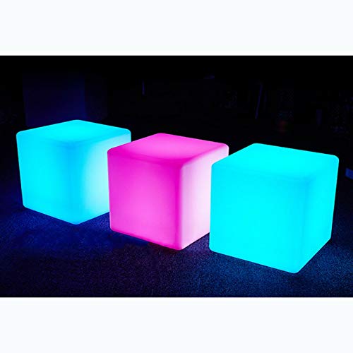 10/14/16Inch Rechargeable LED Light Cube Stool Magic Seat with Remote Control 16 RGB Colors Dimming Cube Chair,Creative Bar Home Garden Party Decoration,Waterproof Club Decor w/Remote (16Inch)
