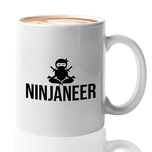 Engineer Coffee Mug 11oz White – Ninjaneer – Funny Ninja Engineer Coworker Mechanical Engineer Electrical Engineer Software Engineer