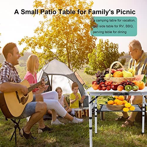 SearQing Portable Folding Table, 3 Adjustable Height Foldable Camping Table with Carrying Bag for Camping Picnic, Beach, RV, Shower, Backyard 24in x 16 in | The Storepaperoomates Retail Market - Fast Affordable Shopping