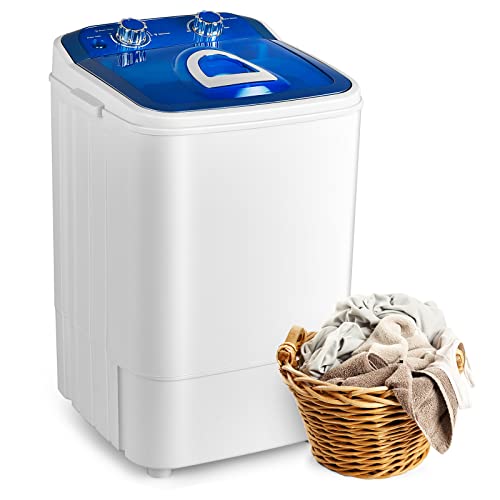 Tiktun Portable Laundry XPB46-1218 Mini Single Tub Machine w/Wash and Spin Cycle,11lbs Capacity for Camping,Apartments,Dorms,RV, Blue