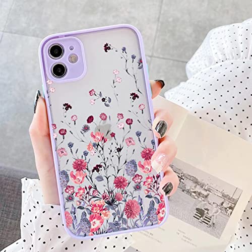 NITITOP Compatible with iPhone 11 Case Cute Hand Painted Flower Aesthetic Floral Pattern for Women Girl Clear Frosted Hard PC Back Protective Bumper Silicone Shockproof for iPhone 11 – Purple | The Storepaperoomates Retail Market - Fast Affordable Shopping