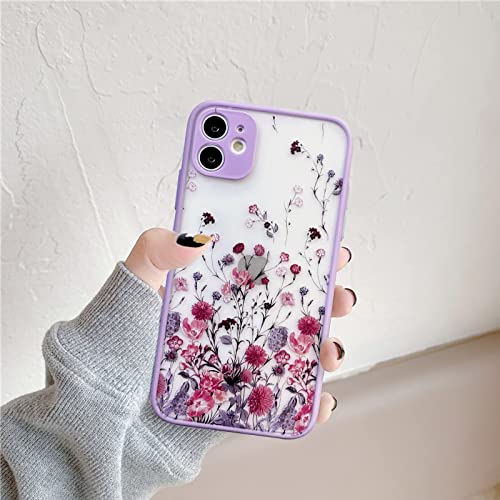 NITITOP Compatible with iPhone 11 Case Cute Hand Painted Flower Aesthetic Floral Pattern for Women Girl Clear Frosted Hard PC Back Protective Bumper Silicone Shockproof for iPhone 11 – Purple | The Storepaperoomates Retail Market - Fast Affordable Shopping