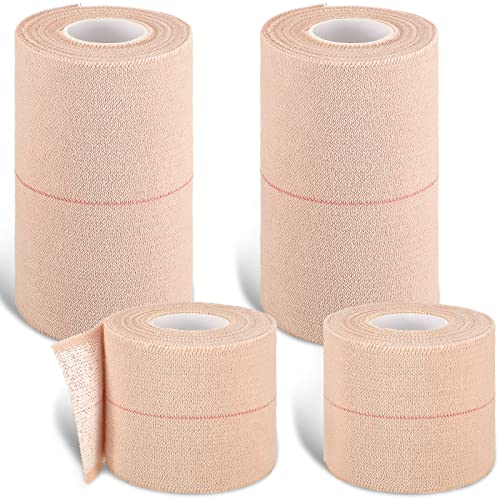 Elastic Tape Adhesive Elastic Tape Flexible Stretch Bandages for Sports Ankle, Knee and Wrist Sprains Animal Pets, 2 Inch x 5 Yard, 4 Inch x 5 Yard (4)