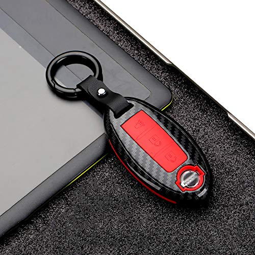 ontto 3-Button Car Key Fob Cover Smart Remote Protection Compatible with Nissan Red