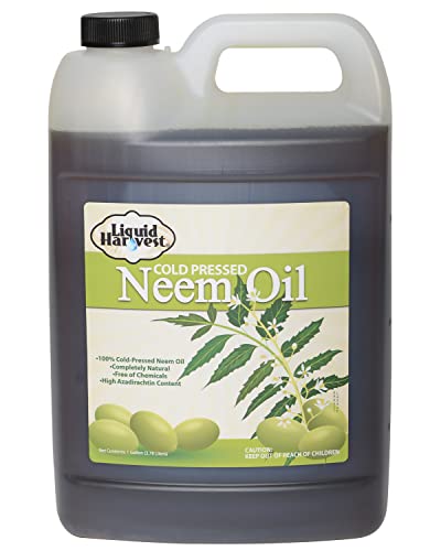 Liquid Harvest 100% Cold Pressed Neem Oil Gallon, Rich Azadirachtin Content for Plants & Neem Oil Spray Solutions