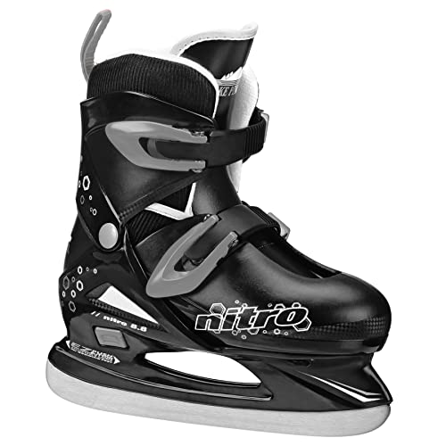 Lake Placid Boys Nitro 8.8 Adjustable Figure Ice Skate, Grey/Black, Medium (1-4)
