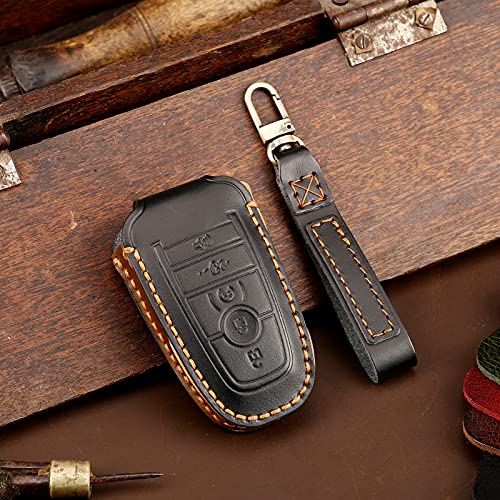 3W Key Fob Cover Case Compatible for Ford F150 F250 F350 F450 F550 Genuine Leather Remote Fob Cover with Keychain Soft Leather 360° Protection, 5 Buttons, 5 Buttons – Black | The Storepaperoomates Retail Market - Fast Affordable Shopping