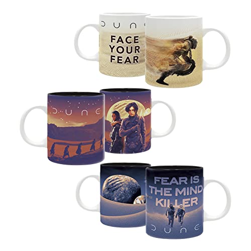ABYstyle Dune Ceramic Coffee Tea Mug Assortment 11 Oz. Featuring Paul, Chani, the Fremen & the landscapes of Arrakis Dishwasher Microwave Safe Gift 3 Pcs