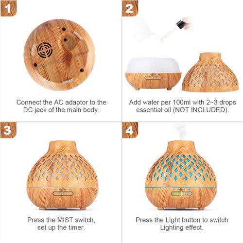 400ML Essential Oil Diffuser,Cool Mist air Scent Humidifier,Aromatherapy Diffuser with Remote Control Included and Waterless Safety Switch ,14 LED Colors for Large Room,Home | The Storepaperoomates Retail Market - Fast Affordable Shopping