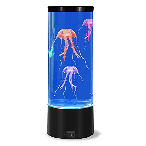 LED Fantasy Jellyfish Lava Lamp – Round Real Jellyfish Aquarium Lamp – 7 Color Setting Jellyfish Tank Mood Light – Jellyfish Tank Decorations for Home Office Decor Great Gifts for Kids