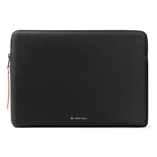 Comfyable Slim Protective Laptop Sleeve 13-13.3 inch Compatible with MacBook Pro 14-in M2 Pro/Max 2023 & M1 2021 A2442, 13 inch MacBook Pro & MacBook Air, PU Leather Bag Case for Mac, Pebbled Black