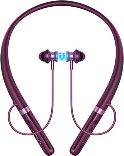 Neckband Bluetooth Headphones Running Headphones 36 Hrs Playtime, Bass+ HD Stereo Wireless Sports Earphones Bluetooth Headphones in Ear, Around Neck Bluetooth Headphones Noise Cancelling Mic