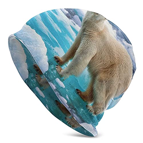 Polar Bear Ice Beanie Hats for Men Women Workout Wave Sleep Soft Knit Skull Cap Cycling Multifunctional Headwear Winter