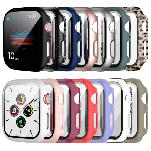 14 Pack Apple Watch Case with Tempered Glass Screen Protector for Apple Watch Series 8 Series 7 41mm,Anotch Full Coverage Hard PC Protective Cover HD Ultra-Thin Bumper for iWatch 8/7 41mm Accessories