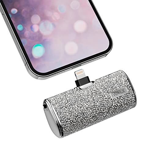 iWALK Small Portable Charger Power Bank 4500mAh Ultra-Compact Cute Shiny Battery Pack Compatible with iPhone 14/14 Plus/14 Pro Max/13/13 Mini/13 Pro Max/12/12 Mini/12 Pro/11/XR/XS/X/8/7/6,Silver