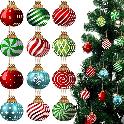36 Pieces Christmas Tree Candy Cane Ornaments Xmas Wooden Hanging Peppermint Candy Swirl Ornaments Lollipop Candy Cane for Christmas Tree Party Decoration (Delicate Style)