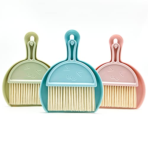 Mini Broom and Dustpan Small Dustpan and Brush Set Hand Broom and Dustpan Set.Small Dustpan Whisk Broom for Cleaning Desk, Computer Table,Keyboard,Kitchen Necessities.