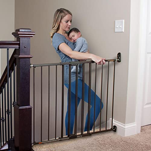 Toddleroo by North States 47.85″ Wide Easy Swing & Lock Baby Gate – Series 2: Extra Security Safety Latch. Hardware Mount. Fits Openings 28.68″ – 47.85″ Wide (31″ Tall, Matte Bronze)