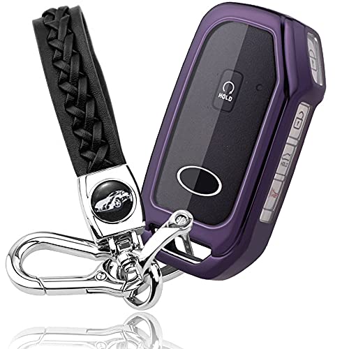 LEXLEY Smart Remote Key Fob Case Cover Protector Keychain Ring Compatible with KIA K5 CEED CERATO Forte NIRO SELTOS Sorento Soul SPORTAGE Telluride (3/4/5/6 Button,PURPLE)