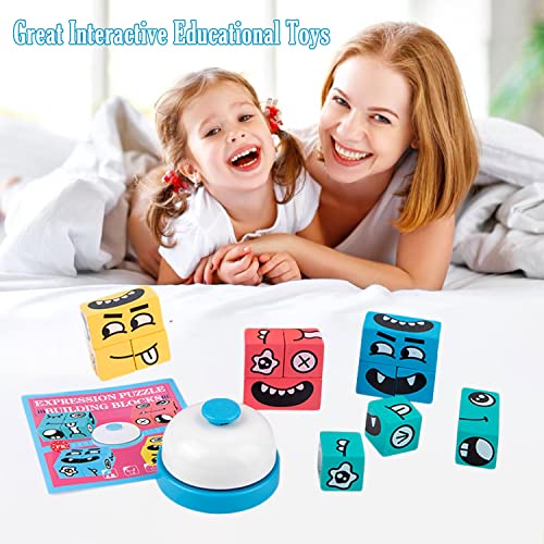 Wooden Face Changing Magic Cube Building Blocks Game Matching Expression Puzzle Toy Board Games for Family Night, Match Puzzles Geometric Educational Toys for Kids and Adults | The Storepaperoomates Retail Market - Fast Affordable Shopping