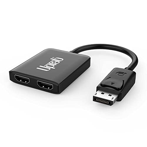 UPTab DisplayPort to Dual HDMI 4K 60Hz Adapter Multi Monitor Splitter, Converter Multi-Stream Transport (MST) Hub, DP to 2X HDMI 2.0 (DisplayPort to Dual HDMI)