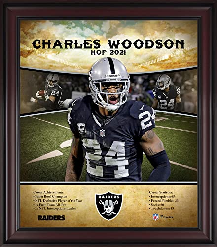 Charles Woodson Oakland Raiders Framed 15″ x 17″ Hall of Fame Career Profile – NFL Player Plaques and Collages