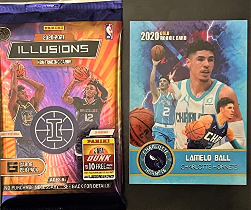 NEW 2020-21 Panini ILLUSIONS Authentic Factory SEALED Basketball PACK – Try for LeMELO BALL and ANTHONEY EDWARDS Rookie Cards – Plus Custom LaMELO Card Shown!
