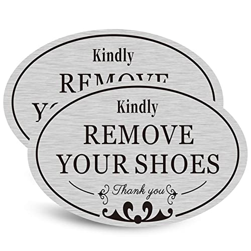 CARGEN Kindly Remove Your Shoes Oval Please Take Off Your Shoes No Shoes Sign Decal Sticker Home House Door Sign 3.8″ x 6.3″ Christmas Gifts