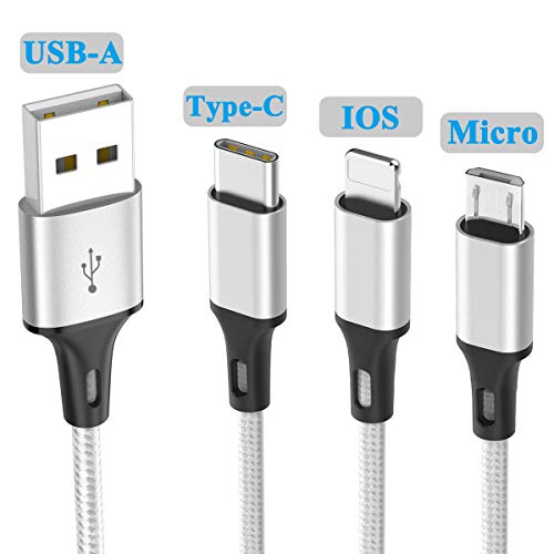 ONLYTANG Multi Charging Cable, (2Pack 5FT) Multi USB Charger Cable Aluminum Nylon 3 in 1 Universal Multiple Charging Cord with Type-C/Micro USB Connectors for Most Phones & Tablets (Charging Only) | The Storepaperoomates Retail Market - Fast Affordable Shopping