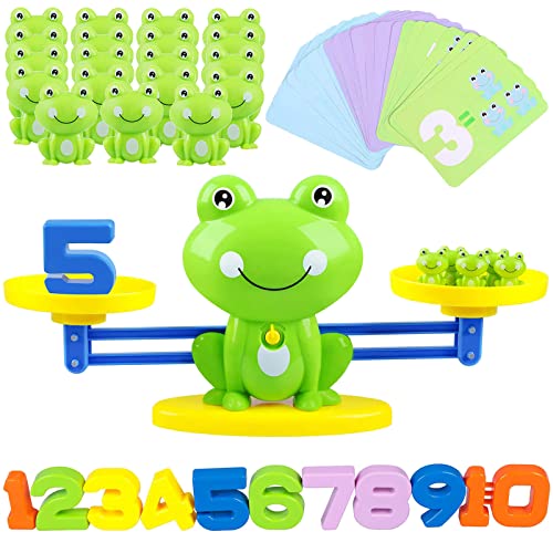 Vatunu Math Balance Game for Kids, Montessori Toys with Number Learning Card, Number & Frog Balance Skill STEM Fun Educational, Early Education for Boys and Girls – Birthday Gifts for 4 5 6 7 Year Old