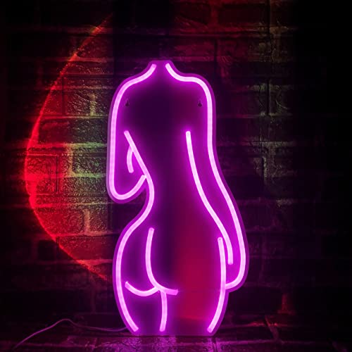 Sfairy Neon Signs Lady Back Lights Pink, Wall Decor, Dream Sign USB Powered Light up, Acrylic for Living Room Bar Birthday Party Studio