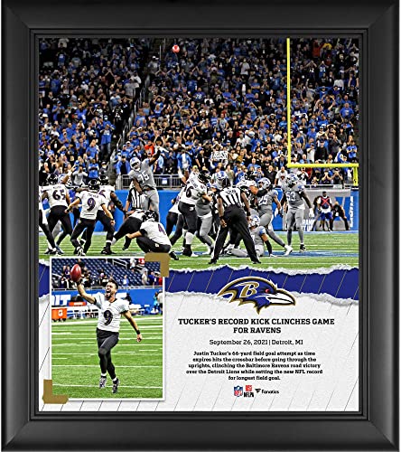 Justin Tucker Baltimore Ravens Framed 15″ x 17″ NFL Record 66-Yard Field Goal Collage – NFL Player Plaques and Collages