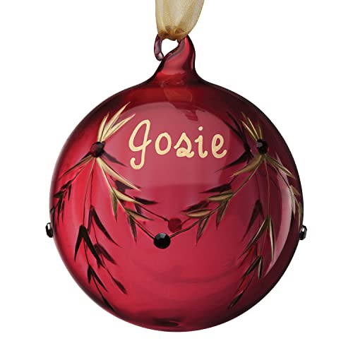 Personalized Planet Glass Birthstone Christmas Ball Ornament with Custome Name Hand Painted | January – Red Garnet