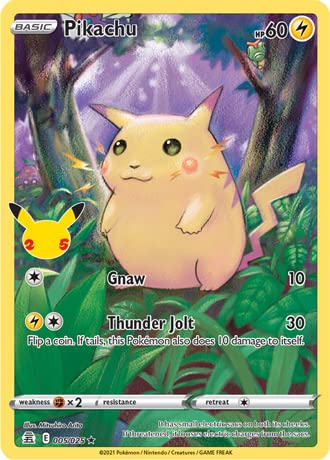 Pokémon Celebrations Pikachu, 25th Anniversary Full Art Rare Holo + Surprise Card!