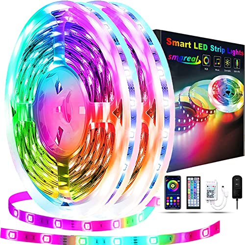smareal Led Lights for Bedroom 100ft (2 Rolls of 50ft) Music Sync Color Changing LED Strip Lights with Remote and App Control 5050 RGB LED Strip, LED Lights for Room Home Party Decoration