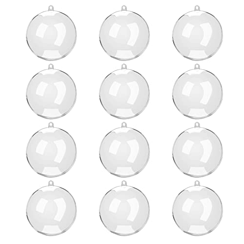 ufun Clear Ornaments for Crafts, Fillable Christmas Balls 2.36inch Transparent Plastic Hanging Home Decor Xmas Wedding Garden Tree Party Gift Box Decoration 12 Pack