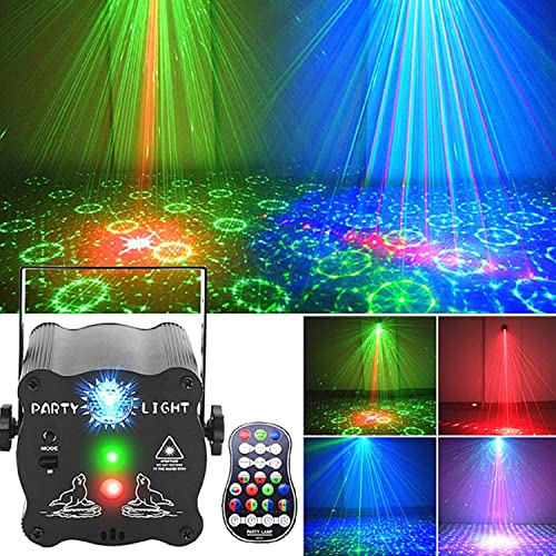 Party Lights DJ Disco Lights, Multi-Mode Voice Activated Laser Lights Flash Stage Light Projector for Home Indoor and Outdoor Party Birthday Decorations Club Dance Karaoke Halloween Christmas Day Show
