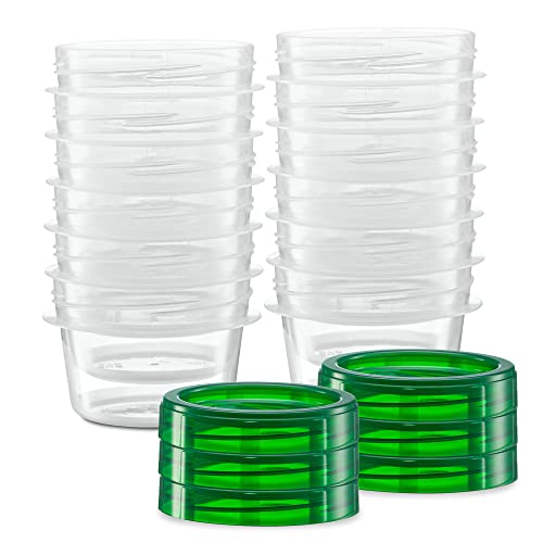Elegant Disposables (4 Ounce 20 Pack) Twist cap Deli Containers Clear Bottom With Green Top Screw on Lids Twist Top Food Storage Freezer Containers