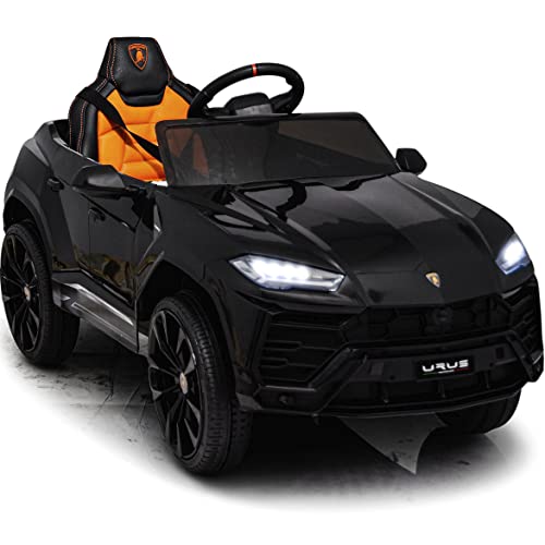 Ride On Toys for Boys – Electric Cars for Kids with Remote Control, 4 Wheels Suspension, Soft Start, Open Doors, Lights, Leather 1 Seat, Music, Horn, Americas Toys Compatible with Lamborghini Black