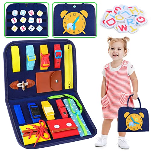 Palmatte Toddlers Busy Board Montessori Toys for 1 2 3 4 Year Old Boy Girl Gifts Sensory Board Sensory Toys for Toddler Activities Learning Fine Motor Skills Educational Toys for Toddler Travel Toys