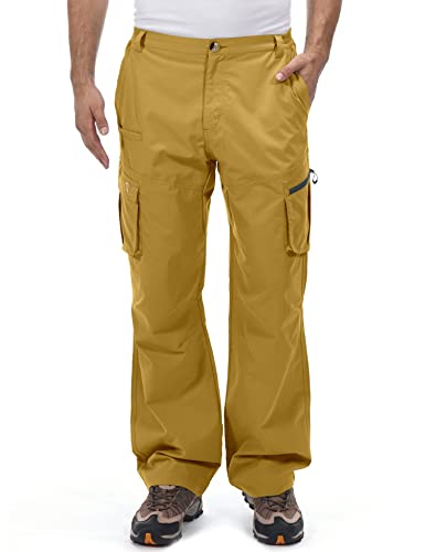 Little Donkey Andy Men’s Quick Dry UPF 50+ Cargo Pants, Stretch Lightweight Outdoor Hiking Pants Yellow M
